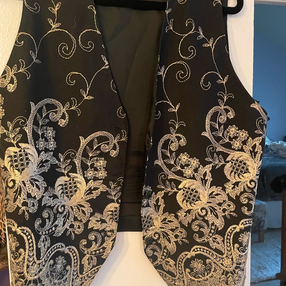 Express Black Vest with Gold Detailing
